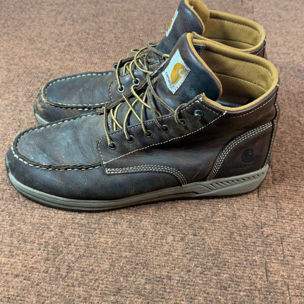 Carhartt Men Lightweight Wedge Chukka Work Boots Brown Leather Size 12W CMX4023 - Picture 3 of 10